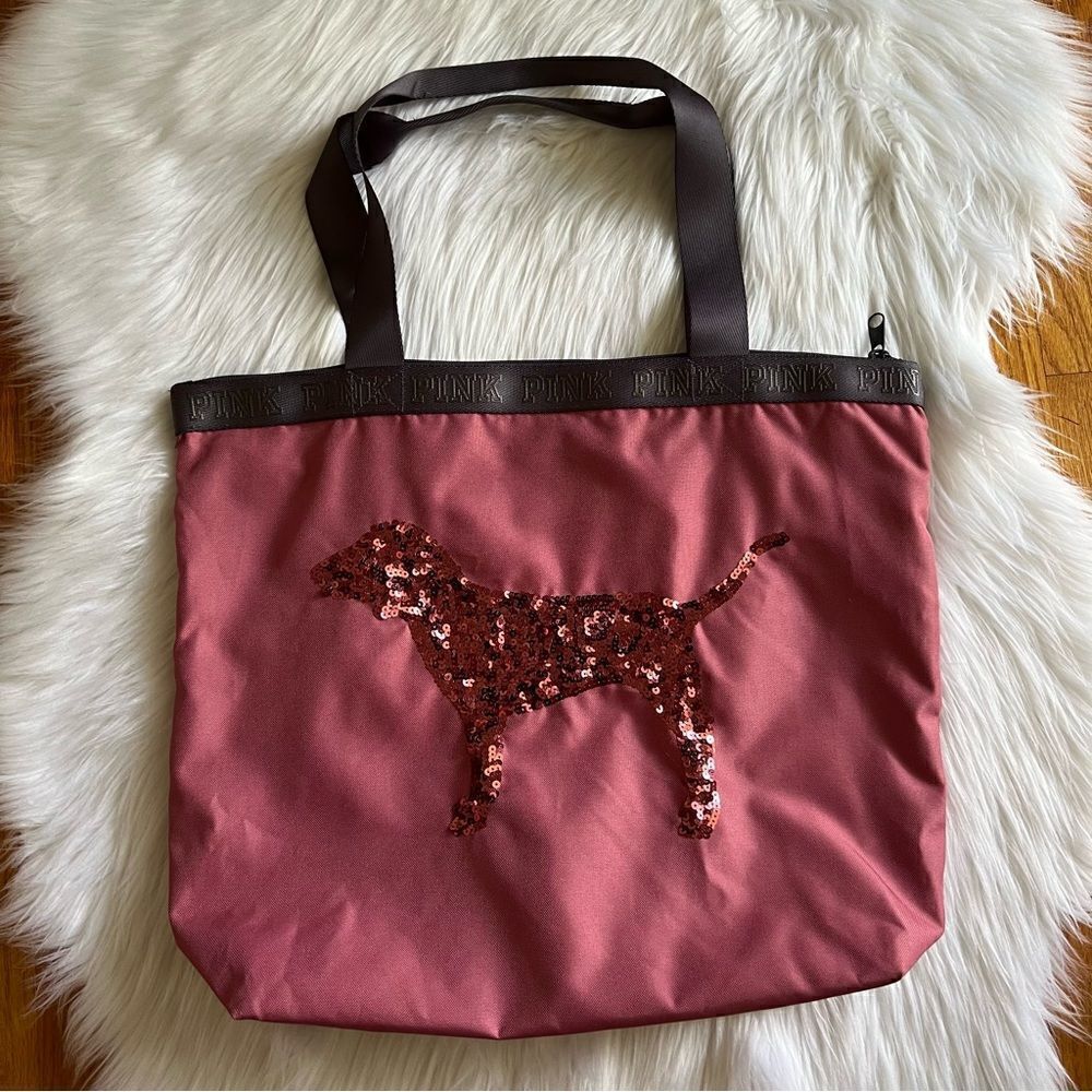 PINK by Victoria Secret Zippered Sequined Dog Tote Bag
